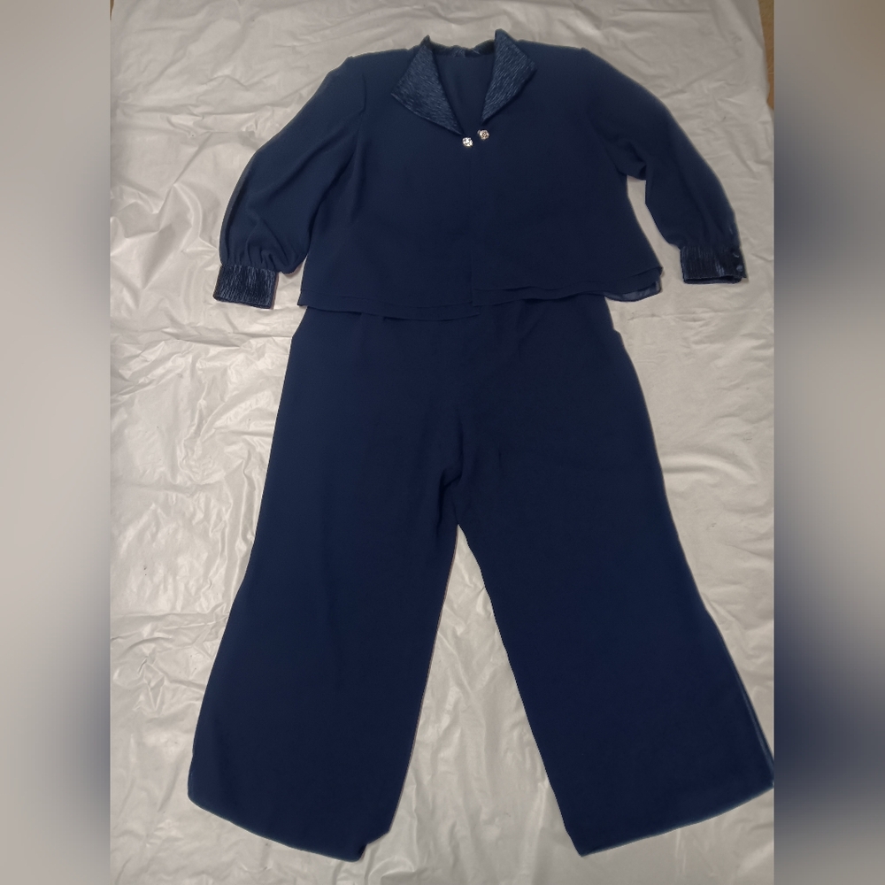 R & M Richards Women's Petite Navy Blue Set Size 20WP